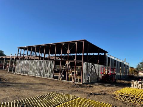 Steel structure for the remodeled senior center.