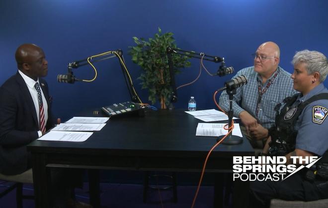 Mayor Yemi, Corey Farkas and Christina all on the set of Behind the Springs