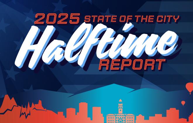 Graphic that reads "2025 State of the City: Halftime Report."